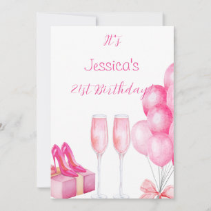 21st Birthday Party Invite work hand illustrations