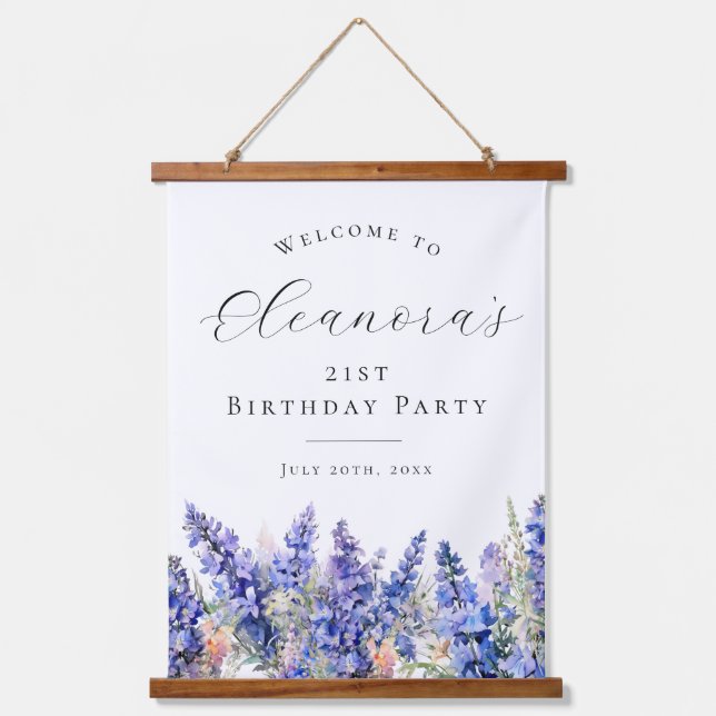 21st Birthday Party July Birth Flower Welcome Hanging Tapestry (Front)