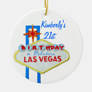 21st Birthday Party Las Vegas Ceramic Tree Decoration