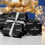 21st Birthday Party Name Black Modern Pattern Wrapping Paper<br><div class="desc">Personalized,  modern,  elegant,  black and white,  21st Birthday wrapping paper. Perfect for him. 21st birthday party.</div>