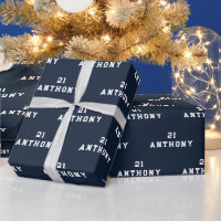 21st Birthday Party Name Navy Blue Modern Pattern