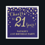 21st Birthday Party Navy Blue and Gold Diamond Napkin<br><div class="desc">21st Birthday Party Invitation with Navy Blue and Gold Glitter Diamond Background. Gold Confetti. Adult Birthday. Man or Woman Birthday. For further customisation,  please click the "Customise it" button and use our design tool to modify this template.</div>