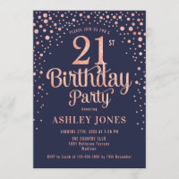 21st Birthday Party - Navy & Rose Gold