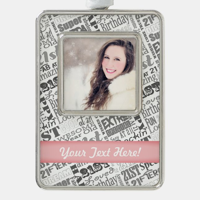 21st Birthday Party Personalised Gifts Silver Plated Framed Ornament (Front)