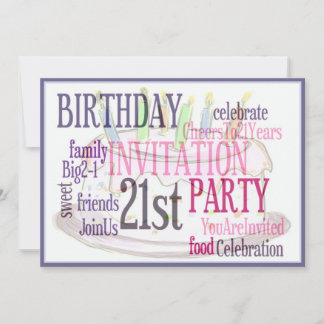 21st Birthday Party Personalised Invitation