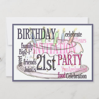21st Birthday Party Personalised Invitation