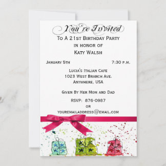 21st Birthday Party Personalised Invitation