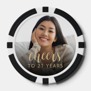 21st Birthday Party Photo Cheers Poker Chips