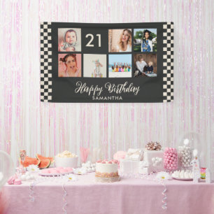 21st Birthday Party Photo Collage Banner