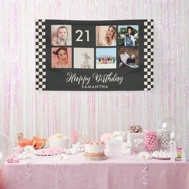 21st Birthday Party Photo Collage Banner (Party)