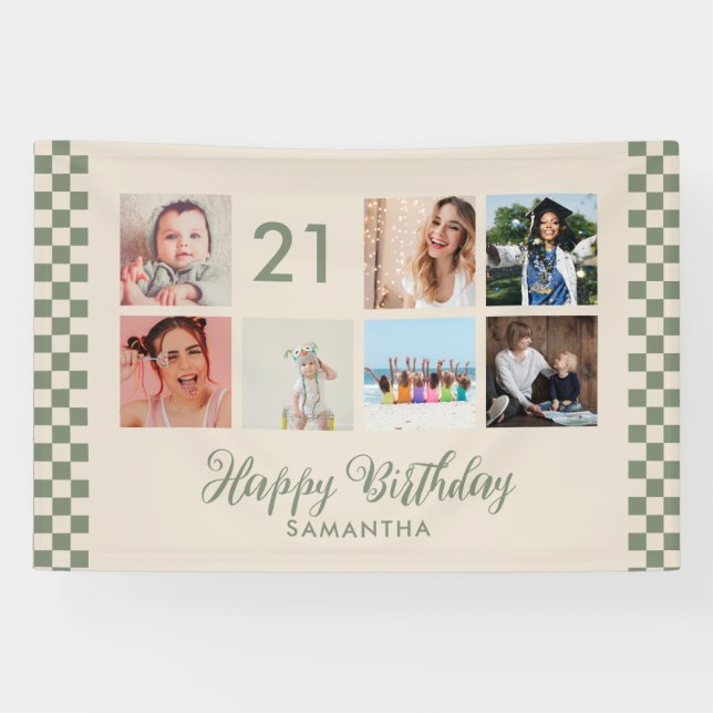 21st Birthday Party Photo Collage Banner (Horizontal)