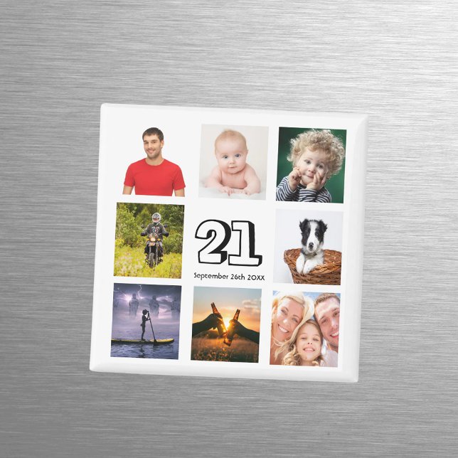 21st birthday party photo collage save the date magnet (Creator Uploaded)