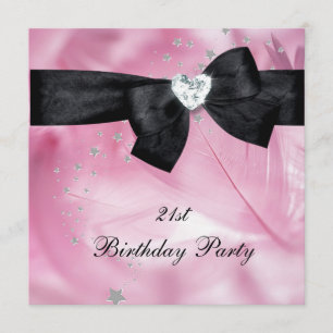 21st Birthday Party Pink Black White Invitation