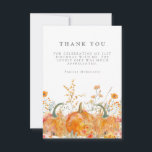 21ST Birthday Party Pumpkin Wildflower Custom Thank You Card<br><div class="desc">Fall pumpkins are nestled in delicate golden yellow and orange wildflowers to create an elegant aesthetic. All of the text is editable so you can easily craft your own special mood.</div>