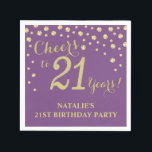21st Birthday Party Purple and Gold Diamond Napkin<br><div class="desc">21st Birthday Party Invitation with Purple and Gold Glitter Diamond Background. Gold Confetti. Adult Birthday. Man or Woman Birthday. For further customisation,  please click the "Customise it" button and use our design tool to modify this template.</div>
