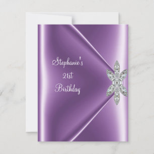 21st Birthday Party Purple Mauve Diamond Jewel Invitation