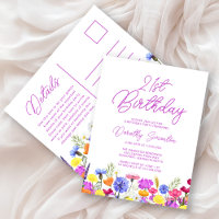 21st Birthday Party Purple Wildflowers Affordable
