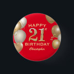 21st Birthday Party Red and Gold Balloons 3 Cm Round Badge<br><div class="desc">21st Birthday Party Red and Gold Balloons and Confetti Button. For further customisation,  please click the "Customise it" button and use our design tool to modify this template.</div>
