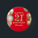 21st Birthday Party Red and Gold Balloons 3 Cm Round Badge<br><div class="desc">21st Birthday Party Red and Gold Balloons and Confetti Button. For further customisation,  please click the "Customise it" button and use our design tool to modify this template.</div>