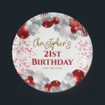 21st Birthday Party Red Balloons Paper Plate<br><div class="desc">A gorgeous 21sth birthday party or celebration paper plate. This fabulous red and silver balloons design is the perfect tableware to decorate your table for a 21st celebration or twenty first birthday party.</div>