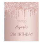 21st birthday party rose gold drips
