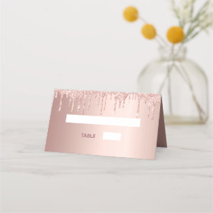 21st birthday party rose gold glitter pink sparkle place card