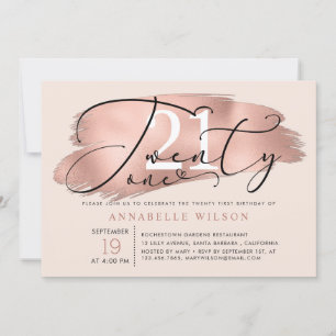 21st Birthday Party Rose Gold & Pink Photo Invitation