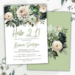 21st Birthday Party Sage Green Floral Invitation<br><div class="desc">Sage green floral 21st birthday party invitation for a fun birthday party</div>