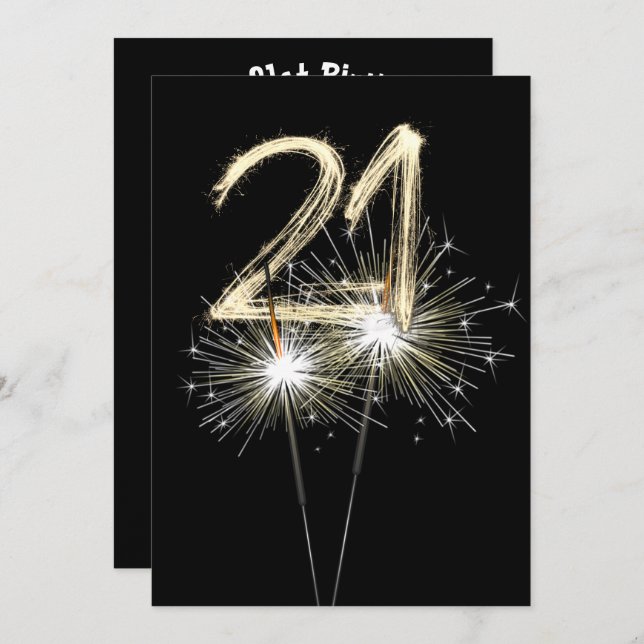 21st Birthday Party Sparklers Invitation (Front/Back)