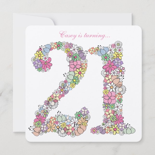 21st Birthday Party Spring Floral Custom Invitation (Front)