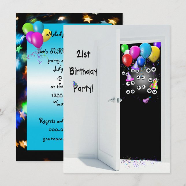 21st Birthday Party surprise Invitation (Front/Back)
