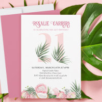 21st Birthday Party Tropical Pink Protea Number 21