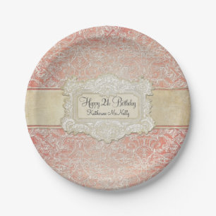 21st Birthday Party Vintage French Regency Lace Paper Plate