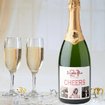 21st birthday party white blush cheers photo sparkling wine label<br><div class="desc">A bottle label for a 21st birthday party, celebrating her life with a collage of 3 of your photos. Personalise and add a name, age 21 and a date. Date of birth or the date of the party. Coral and dark rose gold coloured letters. The text: Cheers. Elegant, classic chic...</div>