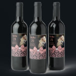 21st birthday party wine bottle label<br><div class="desc">Celebrate your 21st birthday in style with these modern elegant pink rose gold glitter floral damask "Hello 21st" Birthday Party bottle labels. You can personalise your twenty one birthday party celebration. You can personalise script fonts and font colours in the design. Please note, this design is a printed photo effect...</div>