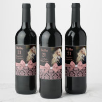 21st birthday party wine bottle label