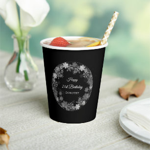 21st Birthday Party Winter Wonderland Snowflake Paper Cups