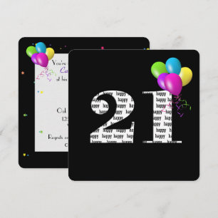 21st Birthday Party with balloon bunch Invitation