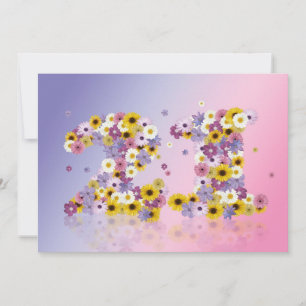 21st Birthday party, with flowered letters Invitation