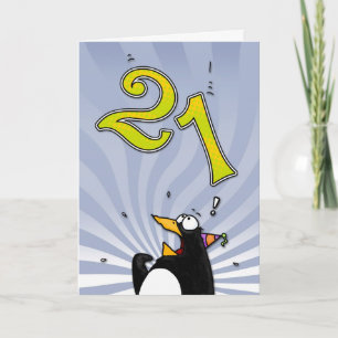 21st Birthday - Penguin Surprise Card