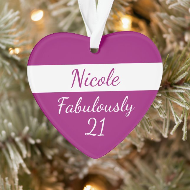 21st Birthday Personalise Fabulously 21 pink Ornament (Tree)