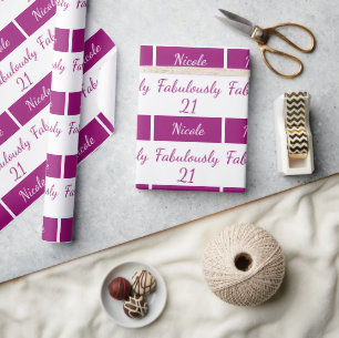 21st Birthday Personalise Fabulously 21 pink Wrapping Paper