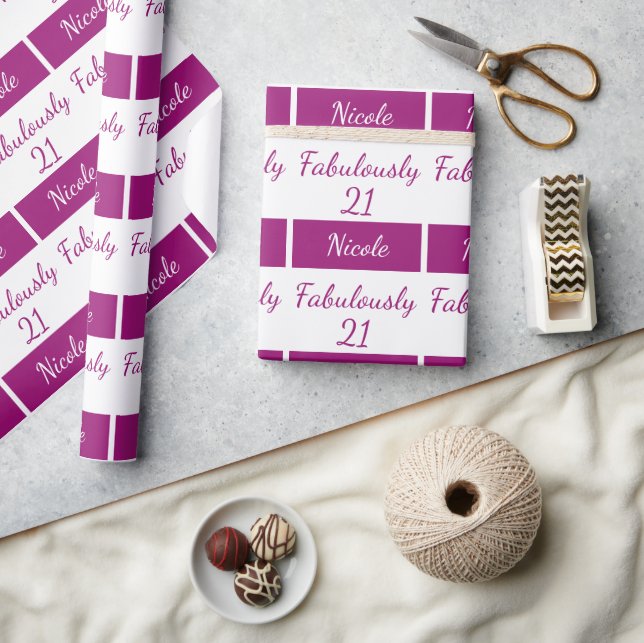 21st Birthday Personalise Fabulously 21 pink Wrapping Paper (Crafts)