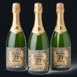 21st Birthday Personalised Leopard Sparkling Wine Label<br><div class="desc">Make your own personalised sparkling wine bottle labels for any age birthday or celebration featuring your text on a gold faux foil square over a stylish leopard print pattern. LOTS OF STYLES to choose from in our store.</div>