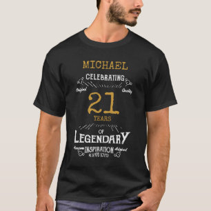 21st Birthday Personalised Men Gold White Text T-Shirt