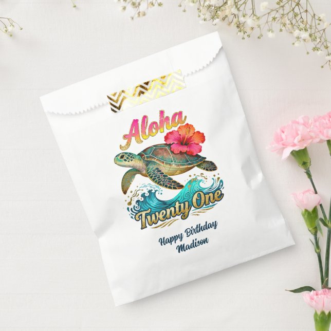  21st Birthday Personalized Tropical Sea Turtle  Favour Bags (Sealed)