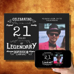 21st Birthday Photo Black Vintage Invitation<br><div class="desc">Turn your favourite photo into the perfect 21st birthday party invitation. Invite family and friends to celebrate your milestone birthday with a unique,  vintage-style invitation. Our invitation features a classic black background with your favourite photo in the centre. High-quality printing ensures your invitation stands out with style.</div>