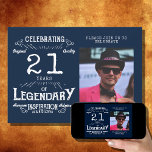21st Birthday Photo Blue Vintage Invitation<br><div class="desc">Celebrate your special legendary person with our 21st birthday invitation. Featuring your favourite photo and a blue vintage style, this invitation will create the perfect first impression of your special day. We use top quality paper and printing services to ensure that your invitations will be as vibrant and unique as...</div>