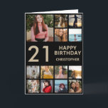 21st Birthday Photo Collage 13 Photos Black & Gold Card<br><div class="desc">21st Happy Birthday Photo Collage 13 Photos Black and Gold Birthday Card for Any Age. 1st 13th 15th 16th 18th 20th 21st 30th 40th 50th 60th 70th 80th 90th 100th,  Any Ages. For further customisation,  please click the "Customise it" button and use our design tool to modify this template.</div>
