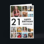 21st Birthday Photo Collage 13 Photos Black White Card<br><div class="desc">21st Happy Birthday Photo Collage 13 Photos Black and White Birthday Card for Any Age. 1st 13th 15th 16th 18th 20th 21st 30th 40th 50th 60th 70th 80th 90th 100th,  Any Ages. For further customisation,  please click the "Customise it" button and use our design tool to modify this template.</div>